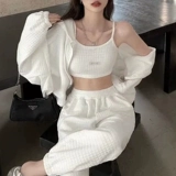 Спортивный костюм для отдыха, модная толстовка, комплект, коллекция 2023, оверсайз, в западном стиле, 3 предмета