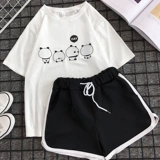 Модный комплект для отдыха, универсальная футболка с коротким рукавом для школьников, свободный крой