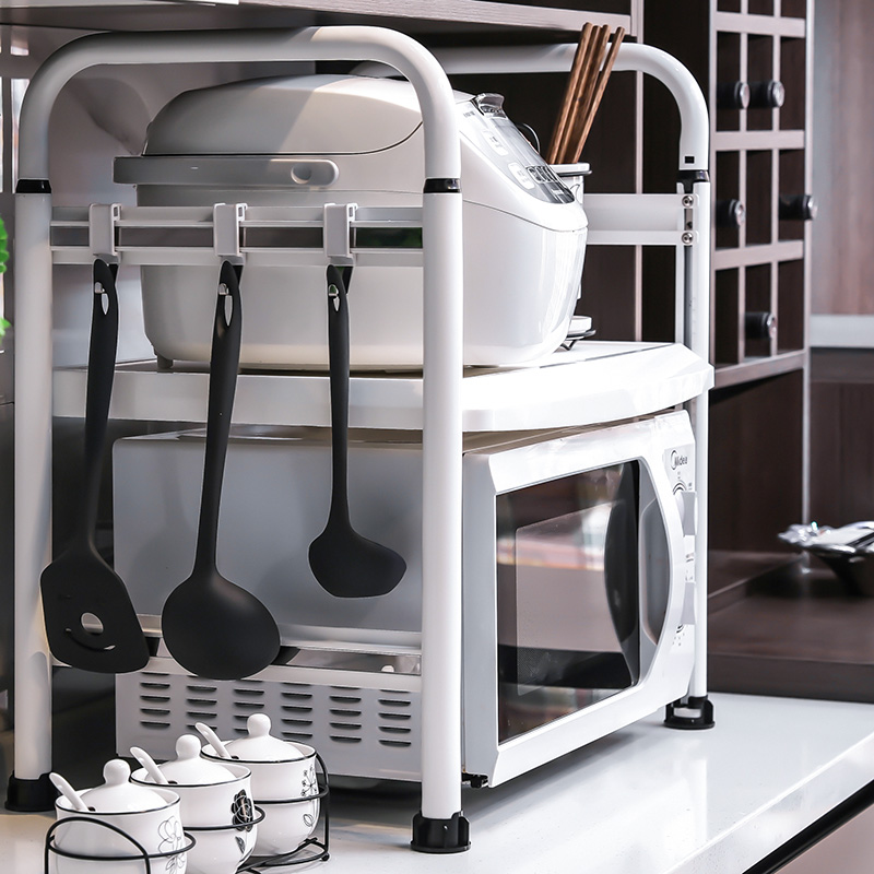 Kebar Kitchen Space Aluminum Microwave Oven Shelving 2 Floors Oven Rack Containing Utensils Electric Cooker Electric Cooker Racks