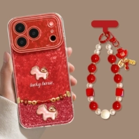 [Красный пони + подвесная цепочка] Мягкий магнитный футляр