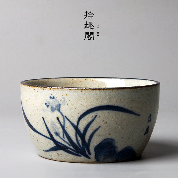 Jingdezhen ceramic tea cup hand-painted tea cup rough pottery antique single cup personal cup master cup Chinese kung fu tea set