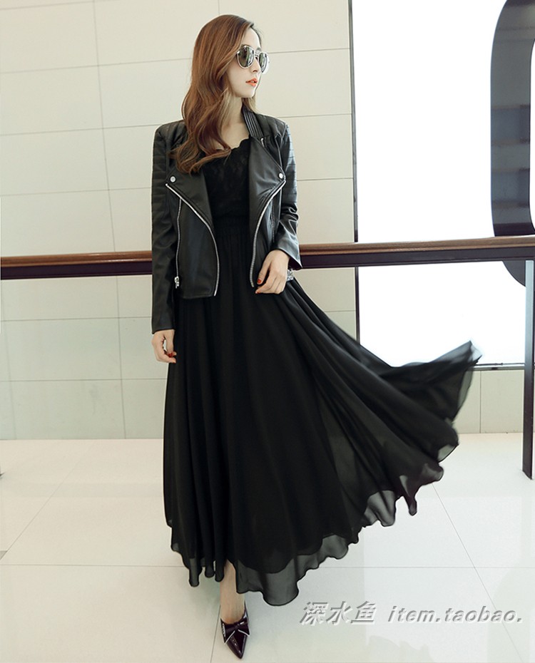Váy voan ba lớp dài váy một chữ pettiskirt phụ nữ xuân hè mới eo cao vuông vắn rắn chắc váy nhún nhảy lớn - Váy chân váy xếp ly cho người thấp