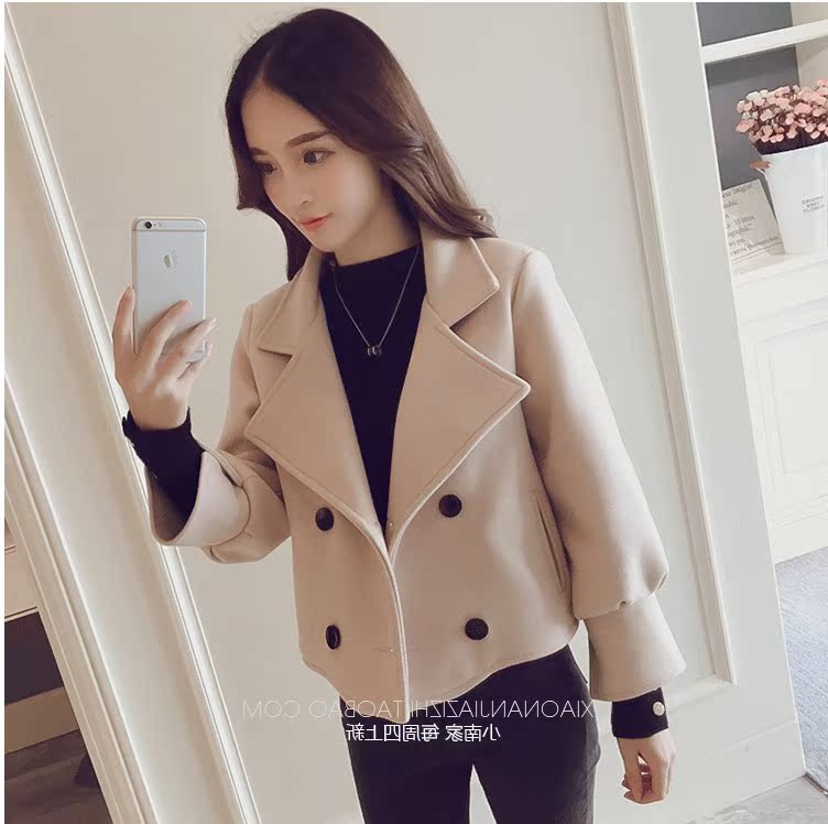 Mùa thu đông 2018 phiên bản mới của Hàn Quốc với áo len cổ lọ hoang dã nữ ngắn đoạn mùa xuân và mùa thu áo khoác mỏng màu sắc mỏng áo khoác dạ nữ hàn quốc