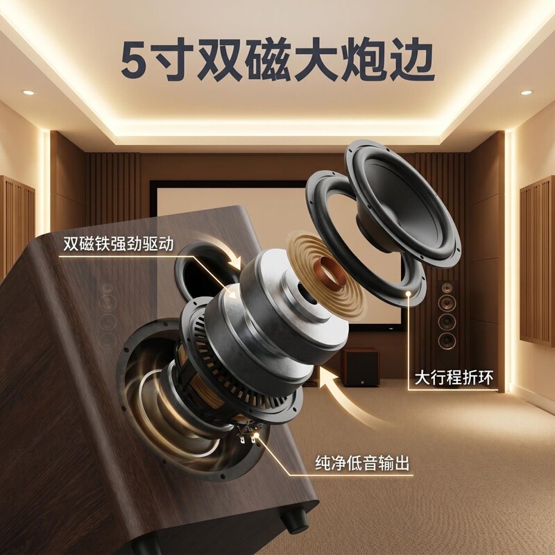 Haojie Tianyun Audiophile-Grade Hifi 5inch Subwoofer Ultra-Bass Speaker Passive Subwoofer Audio Speaker