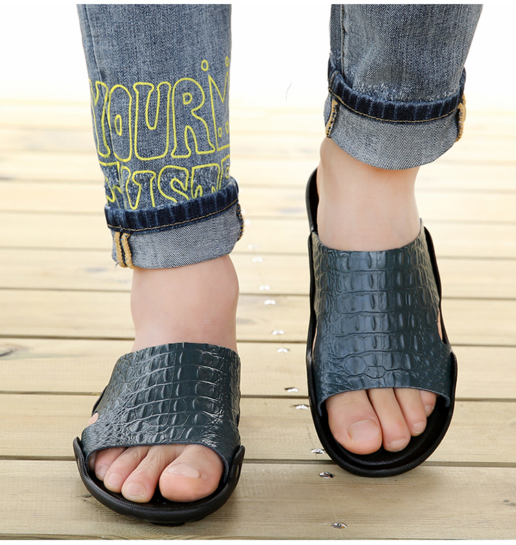 Mùa hè 2018 của nam giới dép da nam Hàn Quốc phiên bản của nhân vật flip-flops giày bãi biển bình thường ngoài trời dép chống trượt triều dép nam bitis