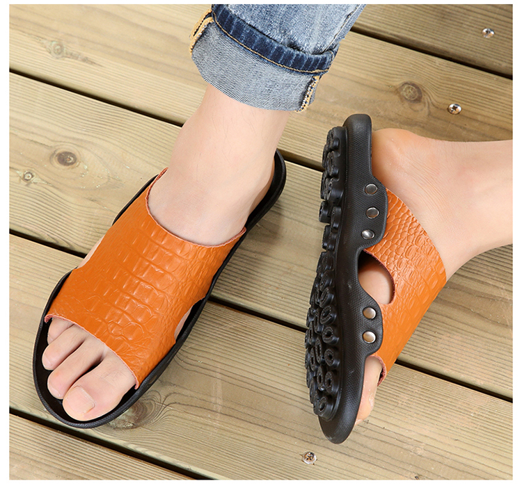Mùa hè 2018 của nam giới dép da nam Hàn Quốc phiên bản của nhân vật flip-flops giày bãi biển bình thường ngoài trời dép chống trượt triều dép nam bitis