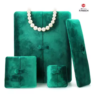 Super soft ring box gold velvet snap button double button jewelry box dark green opposite ring box ear needle box pearl necklace box