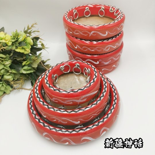 新疆乐器手鼓牛皮彩绘拍打手工制作民族舞蹈演出道具餐厅酒店装饰