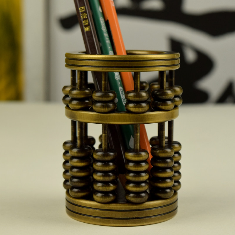 Pure copper small pen holder pearl count pen holder small number such as Ideal Abacus Small Pen Holder Brass Handmade Fortuneteller home Venehouse gift