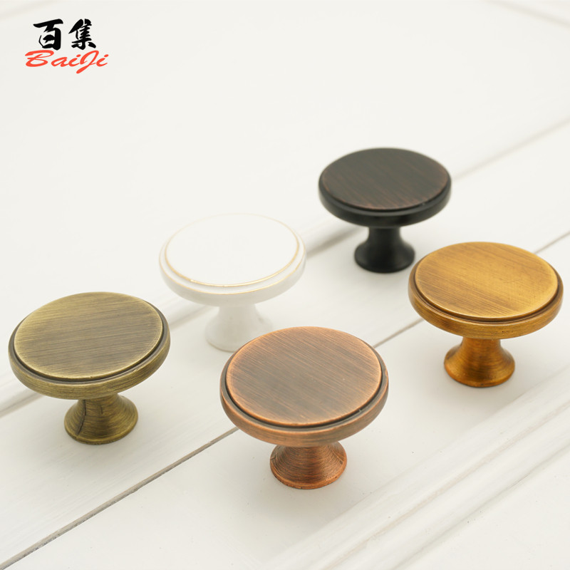 Single-hole round handle black ancient bronze overall closet cabinet door white drawer hardware modern minimalist retro furniture cabinet door