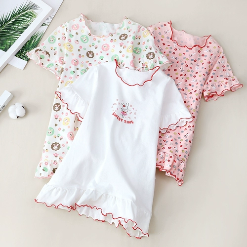 Пижама, детское тонкое хлопковое платье, детский гаечный ключ, короткий рукав