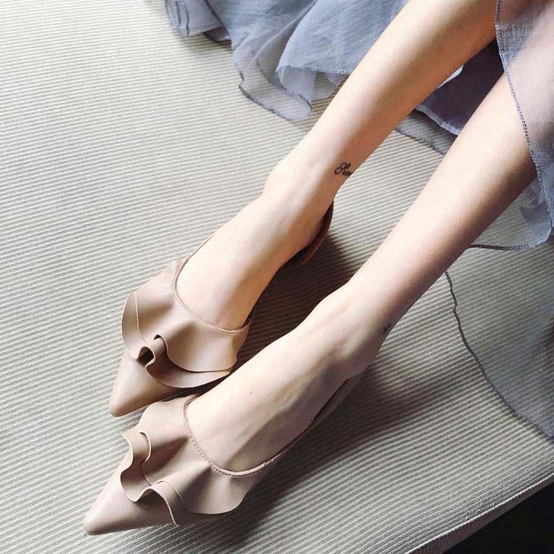 Hong Kong tide brand shallow mouth pointed toe flat bag shoes women's all-match 2022 autumn new women's shoes Korean version OL work shoes