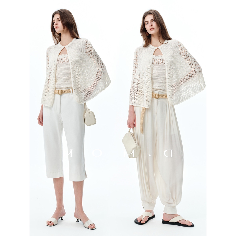 French-Style Linen Hollow-Out Knit Cardigan Cape Top, New Summer Style, Lazy Style, Loose Outerwear, Sun-Protective Sweater for Women French-Style Linen Hollow-Out Knit Cardigan Cape Top, New Summer Style, Lazy Style, Loose Outerwear, Sun-Protective Sweater for Women