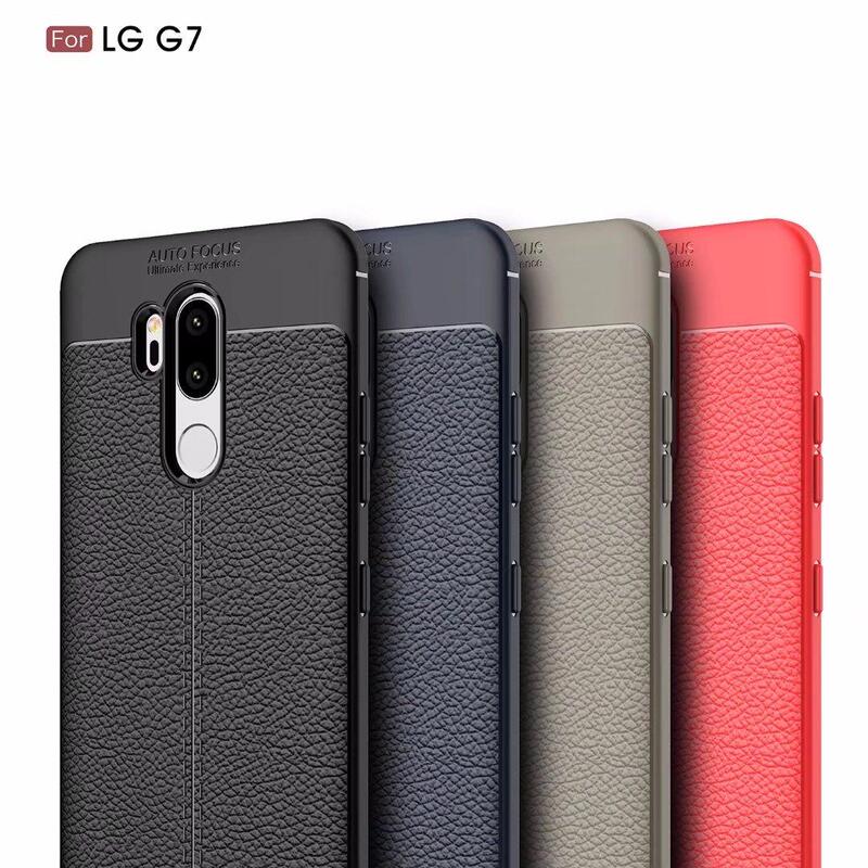 Suitable for Lg G7 Mobile Phone Case G7 Thinq Protective Cover Lg G7 Soft Shell Leather Texture Anti-Fall Silicone Case for Men and Women