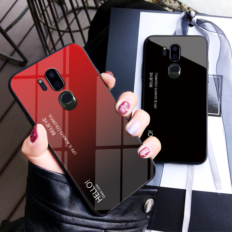 Lg G7+ Thinq | G710Tm/E/M/N Soft Silicone Tempered Glass Film Anti-Fall Mobile Phone Case Protective Cover for Men and Women