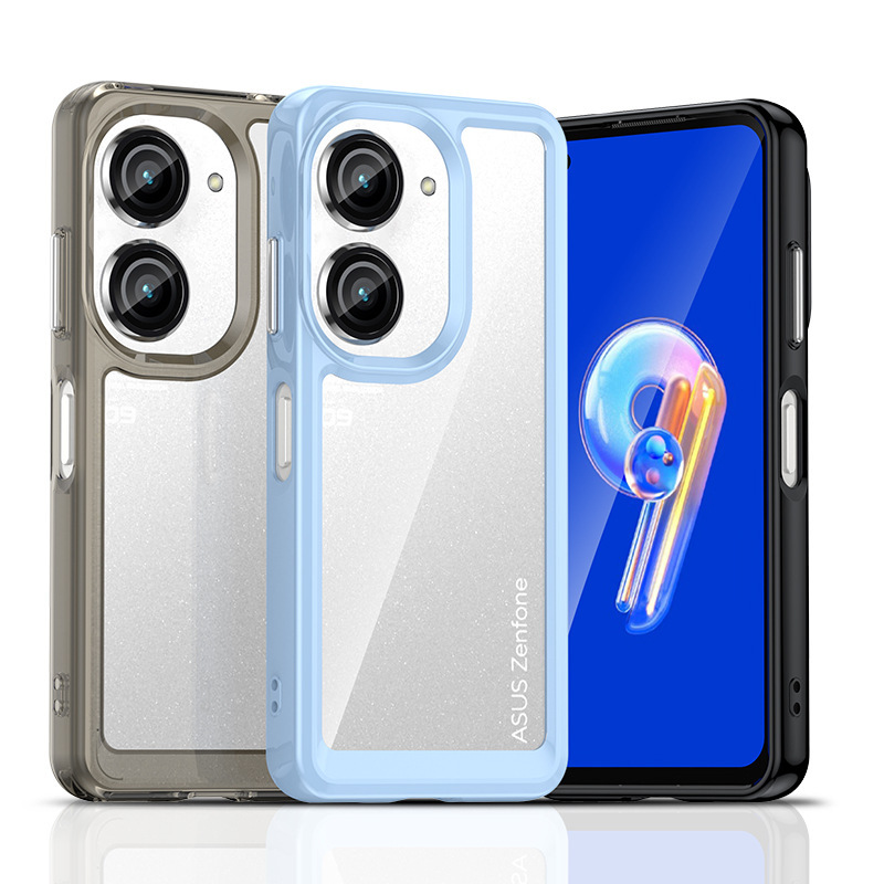 Suitable for Asus Zenfone 9 Mobile Phone Case, Asus Zenfone9/Zenfone10 Universal Contrasting Color Anti-Fall Acrylic Transparent Protective Case