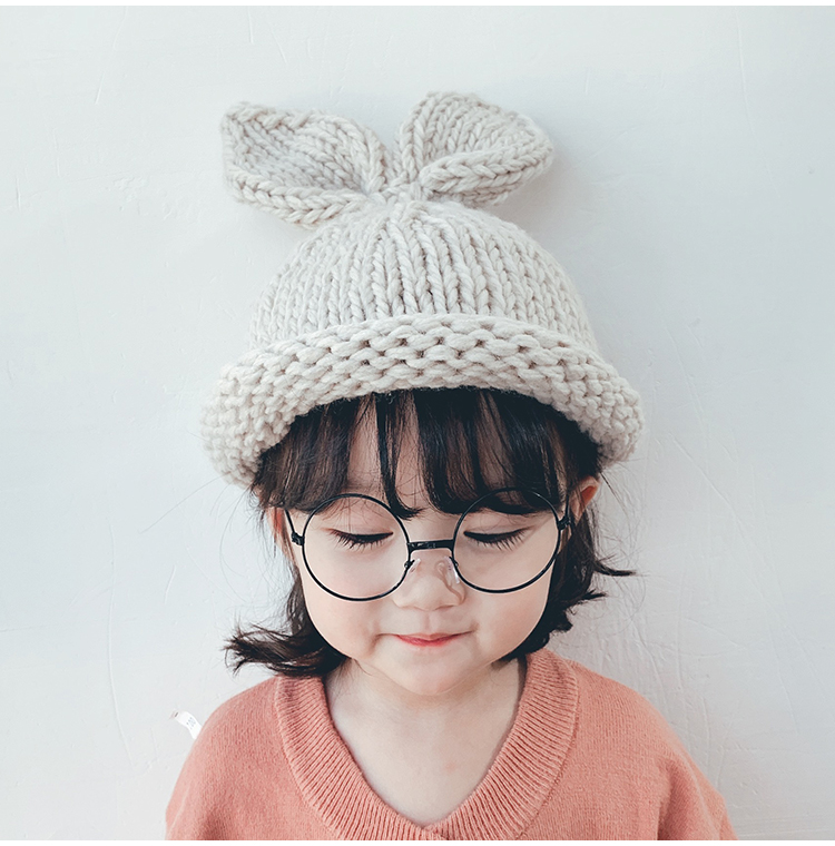 Children Unisex Cute Simple Style Bunny Ears Wool Cap display picture 6