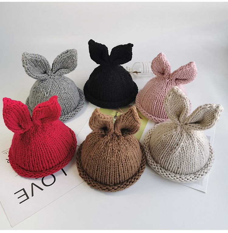 Children Unisex Cute Simple Style Bunny Ears Wool Cap display picture 15