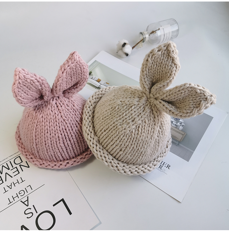 Children Unisex Cute Simple Style Bunny Ears Wool Cap display picture 13