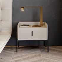 Nordic light extravagant bed head cabinet minimalist modern small family type bedroom mini bedside containing imitation leather bed head cabinet shelve