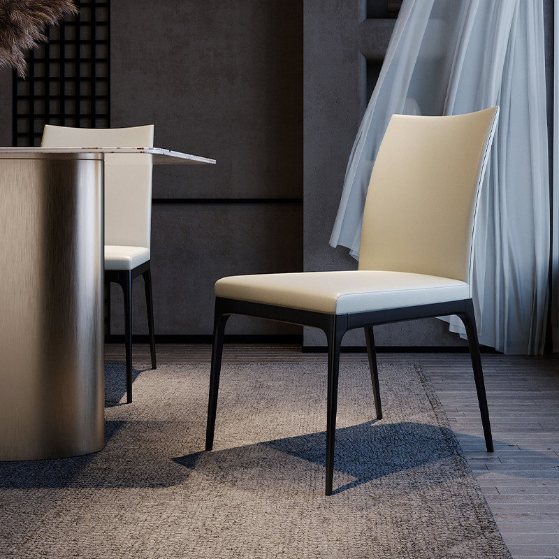 Minimalist master Italian minimalist solid wood dining chair home modern minimalist Nordic leather art chair backrest designer