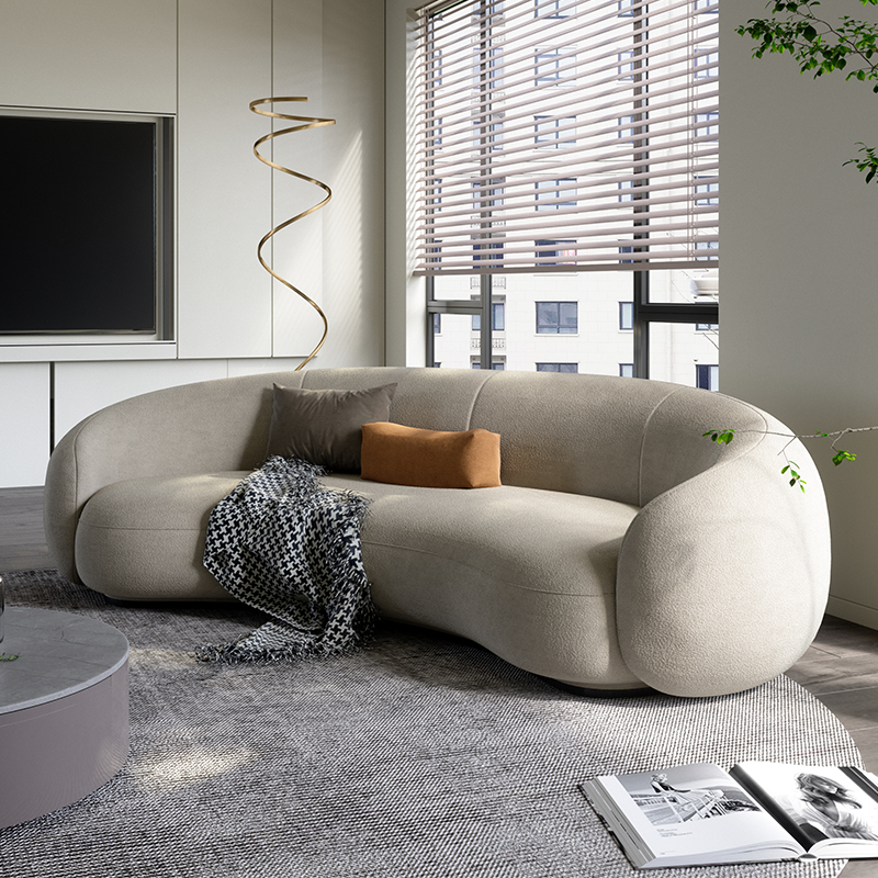 Nordic Fabric Sofa-Style Modern Minimalist Creative Designer Nets Red Pins arched cloth Art Month Tooth Sofa