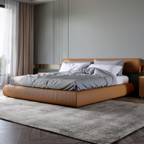 No headboard ideolar minimalist master bedroom Nordic minimalist modern genuine leather bed size family type tatami storage wedding bed