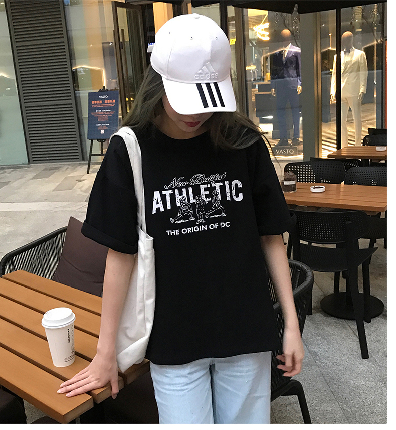 Cộng với chất béo cộng với size của phụ nữ mùa xuân và mùa đông dày cotton rộng Áo thun tay ngắn BF gió mỏng áo sơ mi nửa tay - Áo phông áo thun ba lỗ nữ