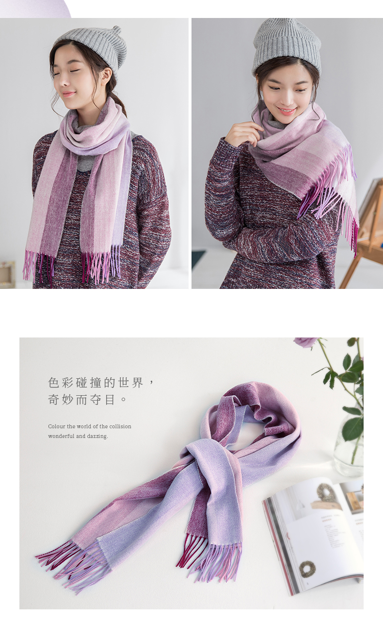 茵曼 女士羊毛围巾 100%羊毛 披肩两用 图6