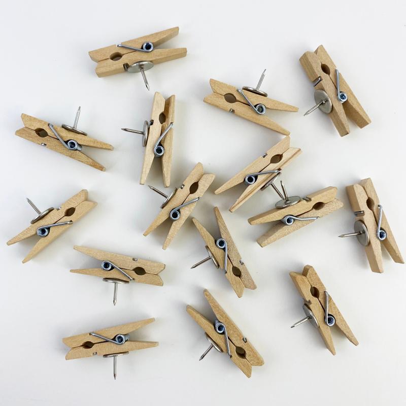 15 boxes of boxed logs small wooden clips with nail-worked word nail photo clip Clip Clip and message board Cork Nail without injury Photo-Taobao