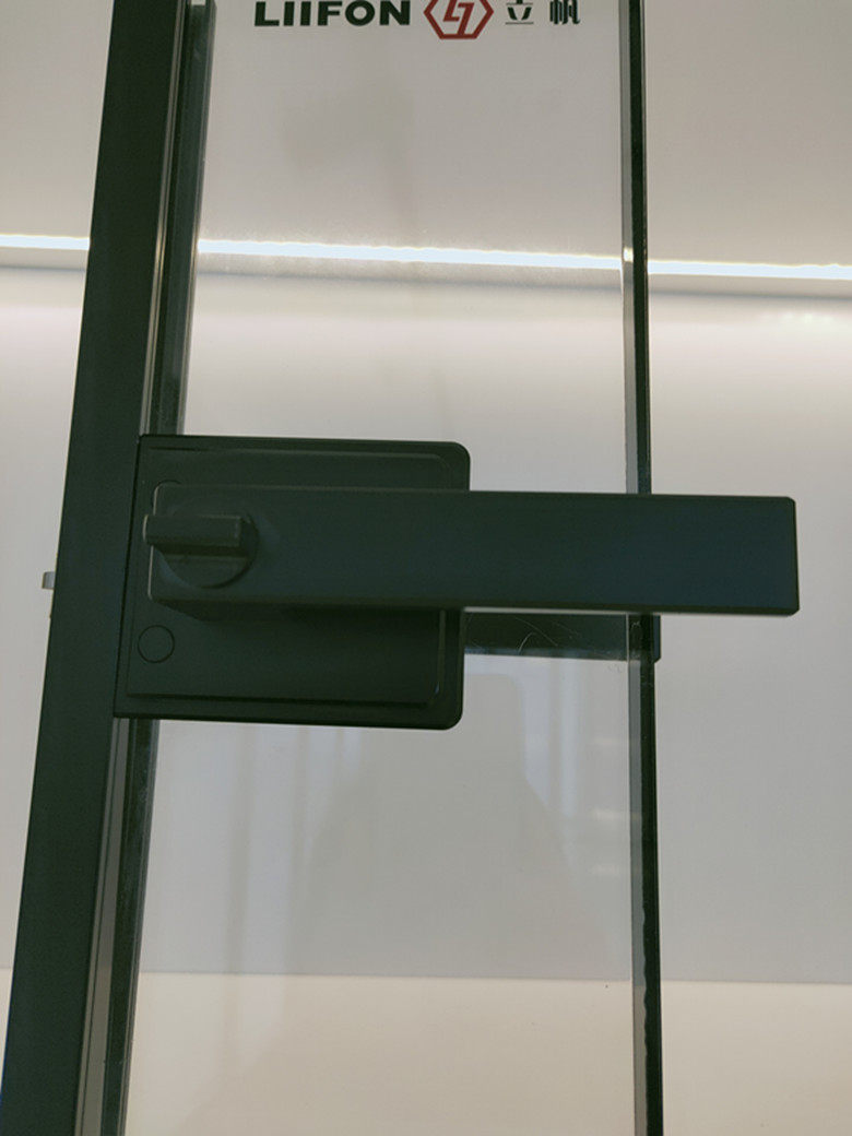 Swing door new Lifan powder room door toilet very narrow border kitchen toilet black glass handle door lock