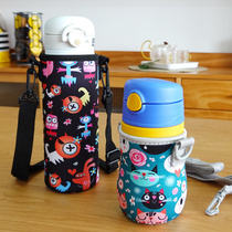 Universal childrens straw Thermos cup strap carrying rope Waterproof creative cup cover Cartoon protective cover Lunch box hand bag