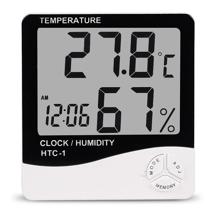 HTC-1 household electronic temperature and humidity meter with alarm clock smart large screen indoor temperature and humidity time meter