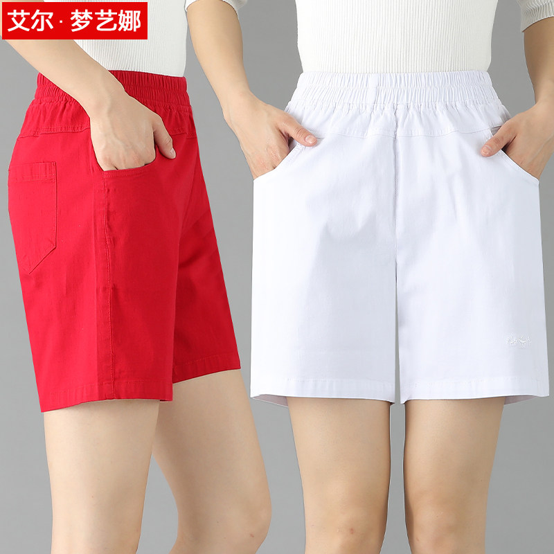 Mom summer shorts wear middle-aged straight loose fashion middle-aged and elderly women's fashion sports casual five-point pants