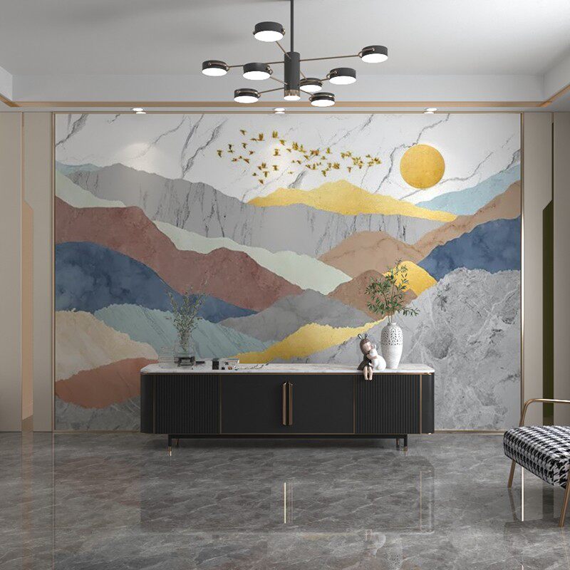 New Chinese style living room bedroom wallpaper TV background wall abstract landscape wall covering living room wall covering custom high-end mural