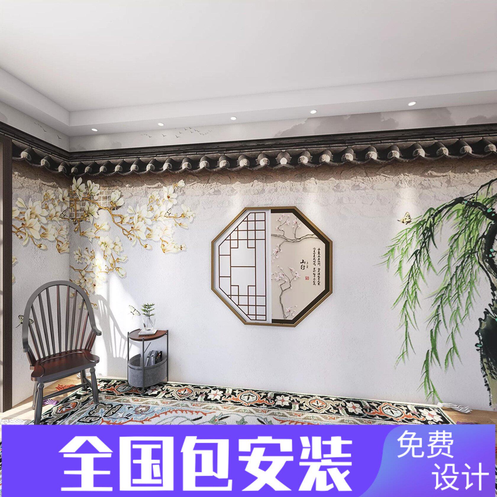 Classical Chinese construction Jiangnan Shuangshui Township China Wind wallpaper Restaurant Fire Pot Shop Noodle House Ancient Wind Renovation Wallpaper