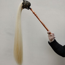 High-grade true ponytail Tai Chi dust dust dust brush flick props instruments solid red copper handle