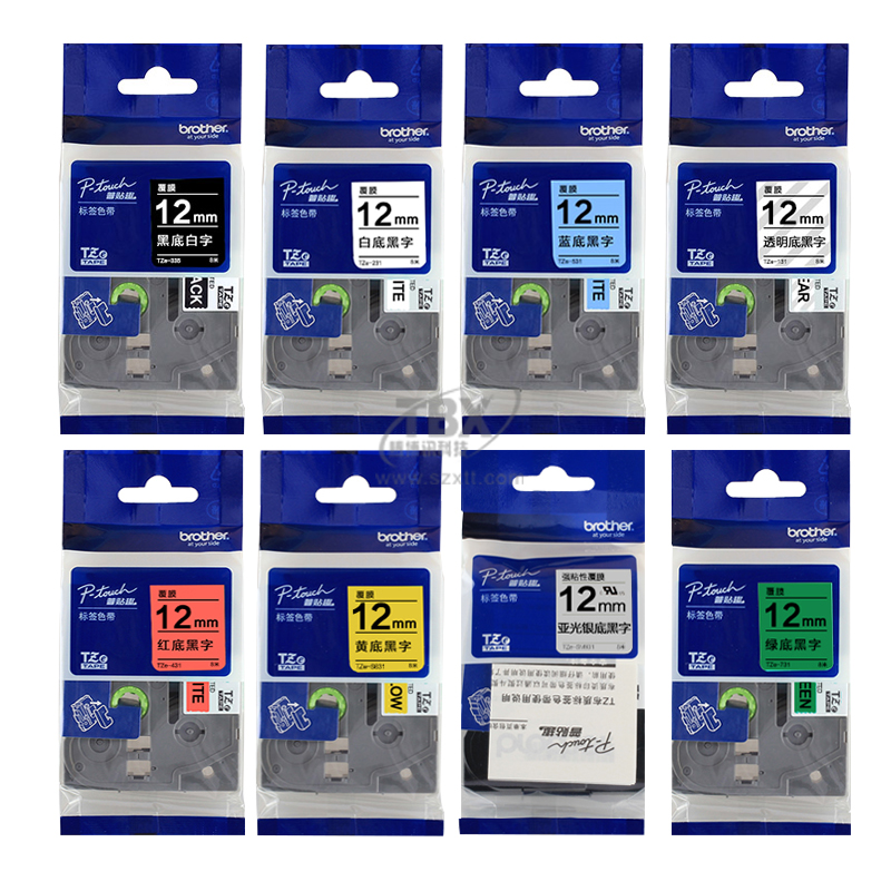 Brother brother TZe-132 transparent bottom red letter 12mm label printer ribbon paper original