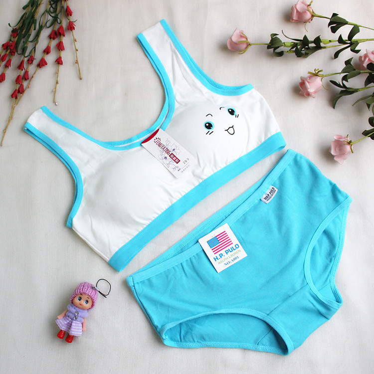 Cô gái đồ lót vest 11 học sinh thời kỳ phát triển cotton Cô gái 12 tuổi không có vành áo lót đặt đồ lót
