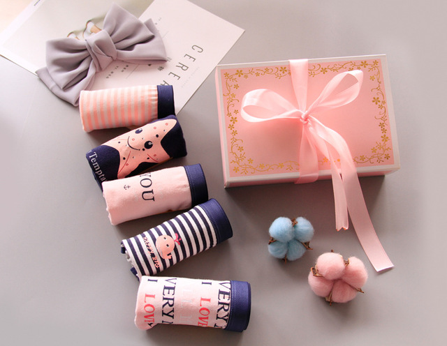 5 hộp quà, đồ lót nữ, quần short cotton cỡ lớn, quần short trẻ em lớn, quần lót nữ, bộ sưu tập lớn của học sinh do lot nu