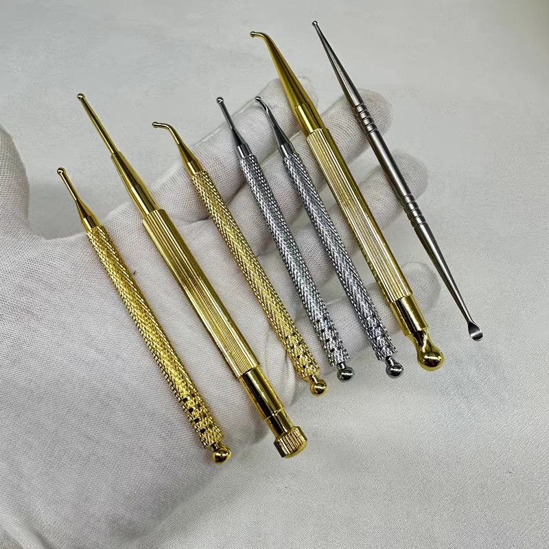黄铜弹性耳穴探针家用弯头耳穴探笔耳穴反射区用可伸缩耳部探穴笔
