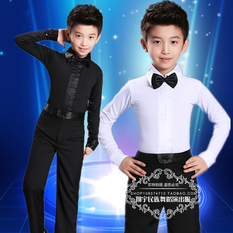 Children's Latin dance clothing new standard inspection test clothes boys practice clothes long-sleeved children's dance performance suit summer