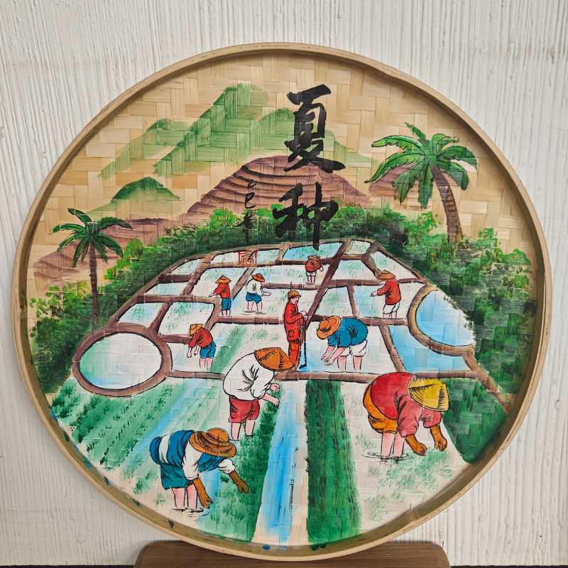 簸箕画手绘竹编背景墙：茶室里的东方美学新风尚🌿🍵-工艺画-淘宝百科网