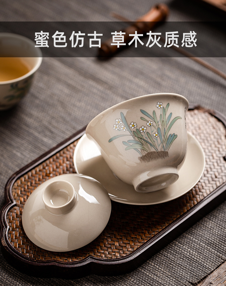 Wynn collect three to a single manual small tea tureen tea kungfu cup three fort jingdezhen ceramic bowl