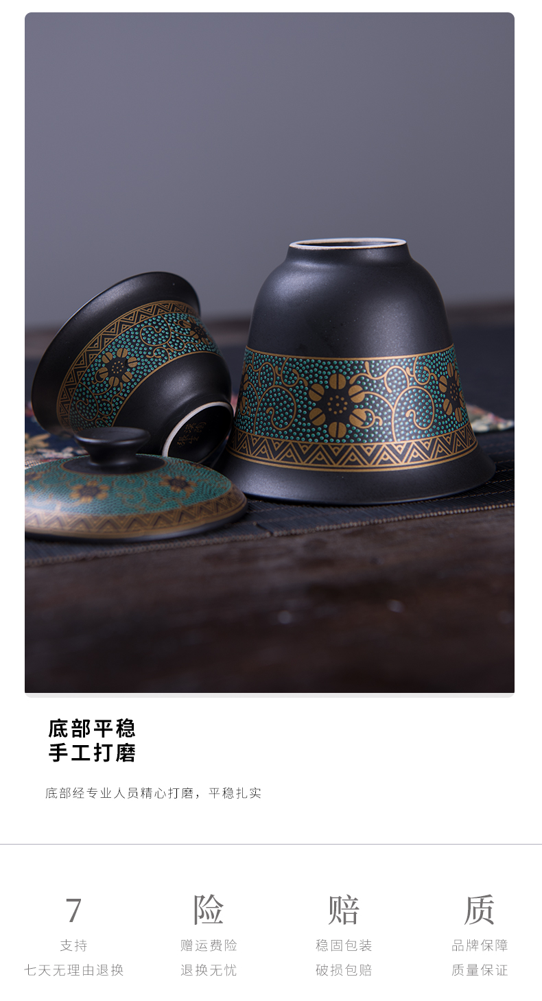 Black pottery travel tea set suit portable package kung fu tea set 4 Japanese contracted mini tea bags small set