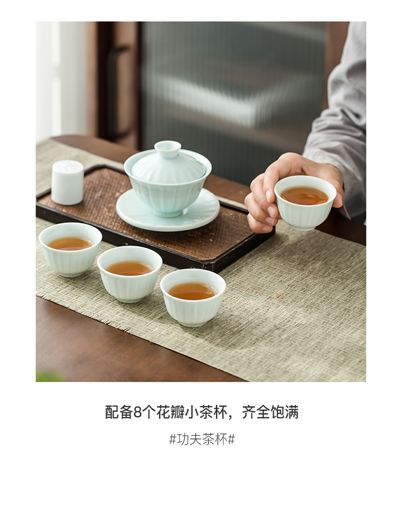 Wynn hui ceramic tea sets suit household kung fu tea tureen tea cups white porcelain small set of office