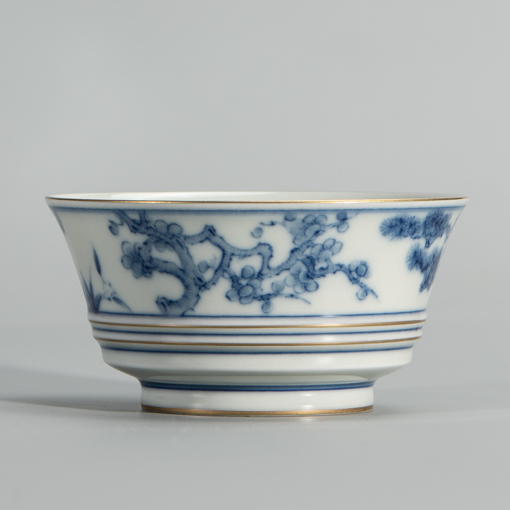 Jingdezhen blue and white porcelain hand draw archaize all hand single cup size master kung fu tea tea cups of ceramic tea set