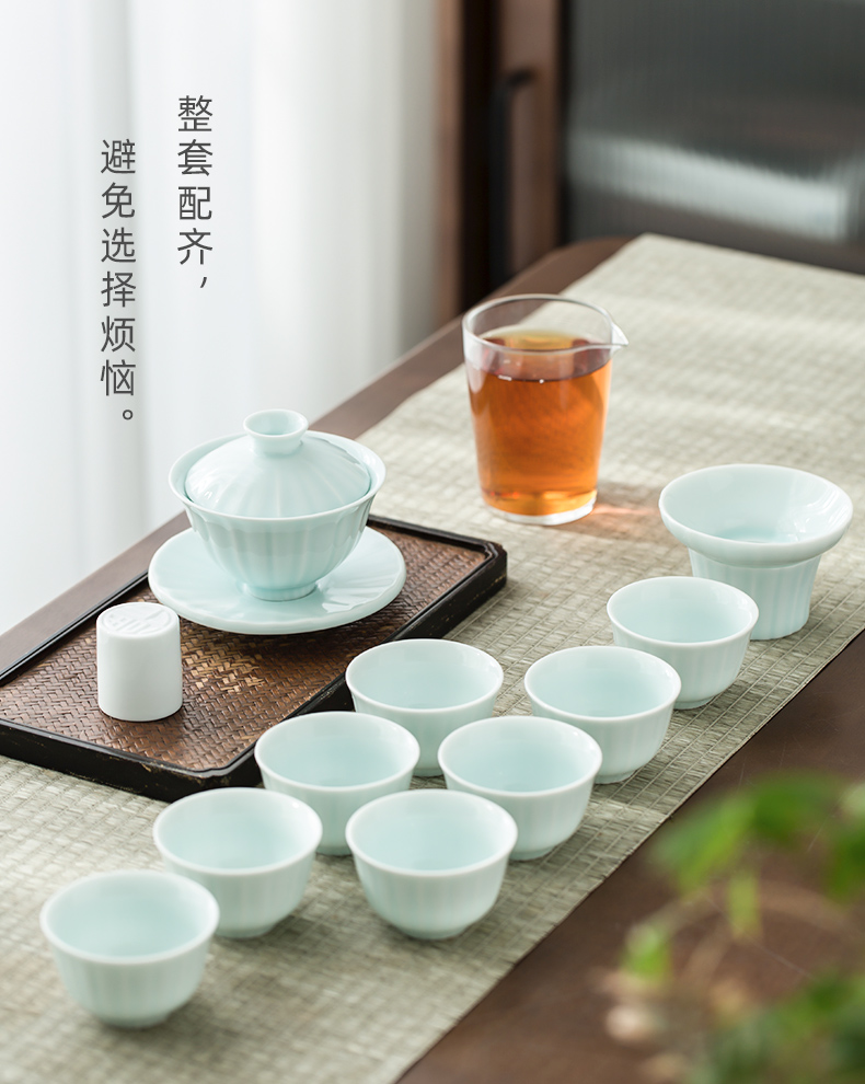 Wynn hui ceramic tea sets suit household kung fu tea tureen tea cups white porcelain small set of office