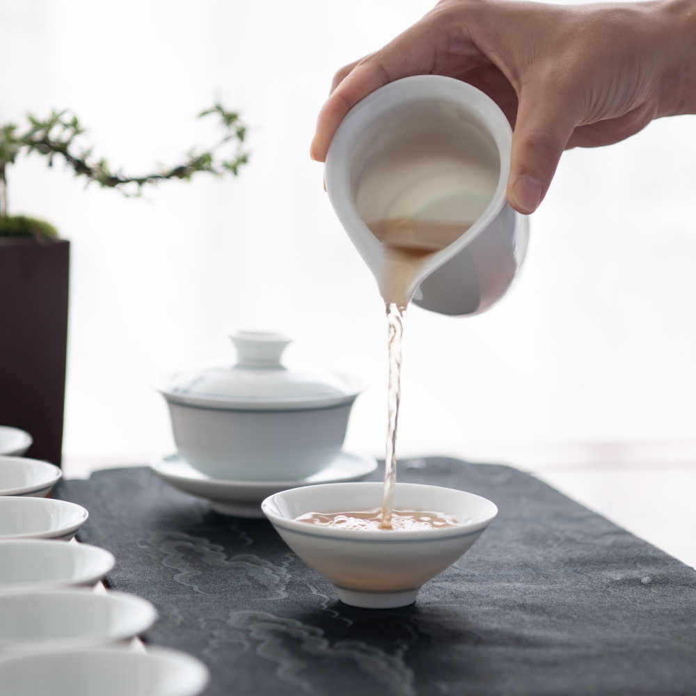 Public remit kung fu tea set suit visitor tureen office white porcelain small set of household porcelain of jingdezhen ceramics