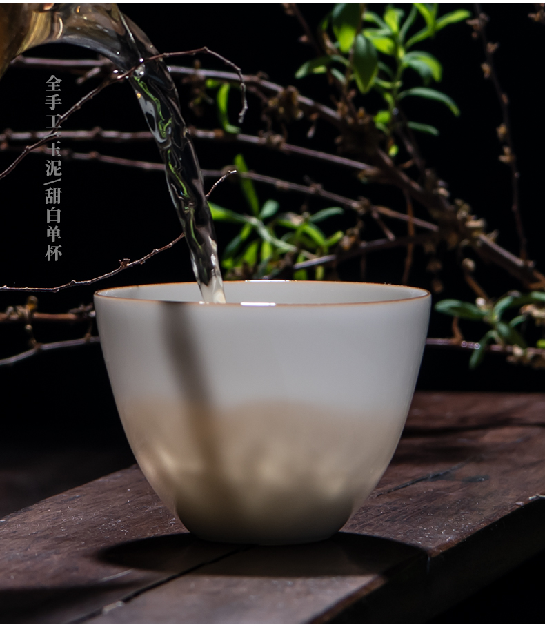 Sweet public remit the white hand kung fu tea cups white porcelain of jingdezhen ceramics single cup cup tea tea set a single master